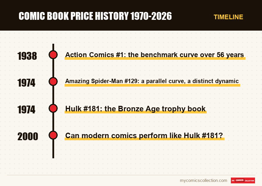 Timeline of Comic Book Price History 1970-2026 issues and series