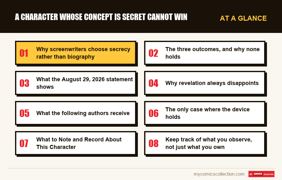At a glance : A character whose concept is secret cannot win