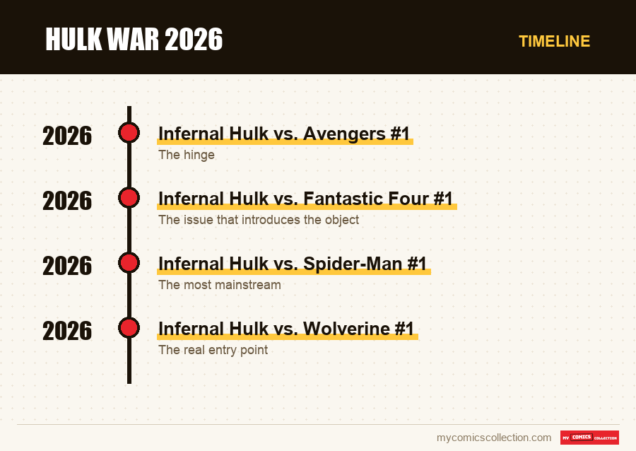 Timeline of Hulk War 2026 issues and series