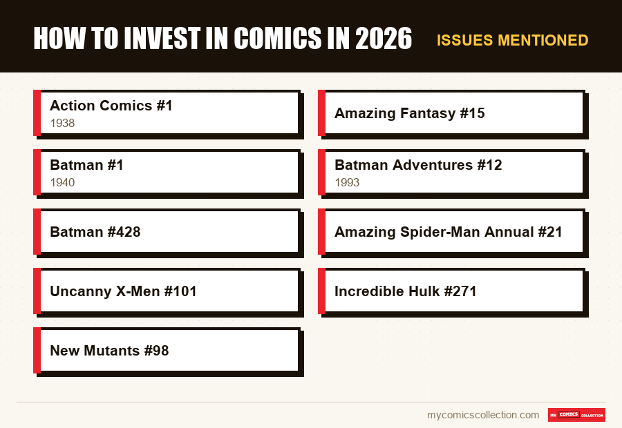 Issues mentioned : How to Invest in Comics in 2026
