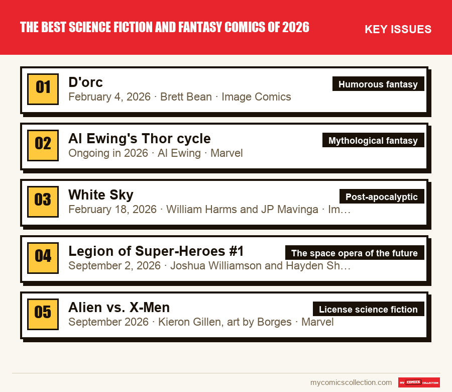 The key The Best Science Fiction and Fantasy Comics of 2026 issues in order of importance