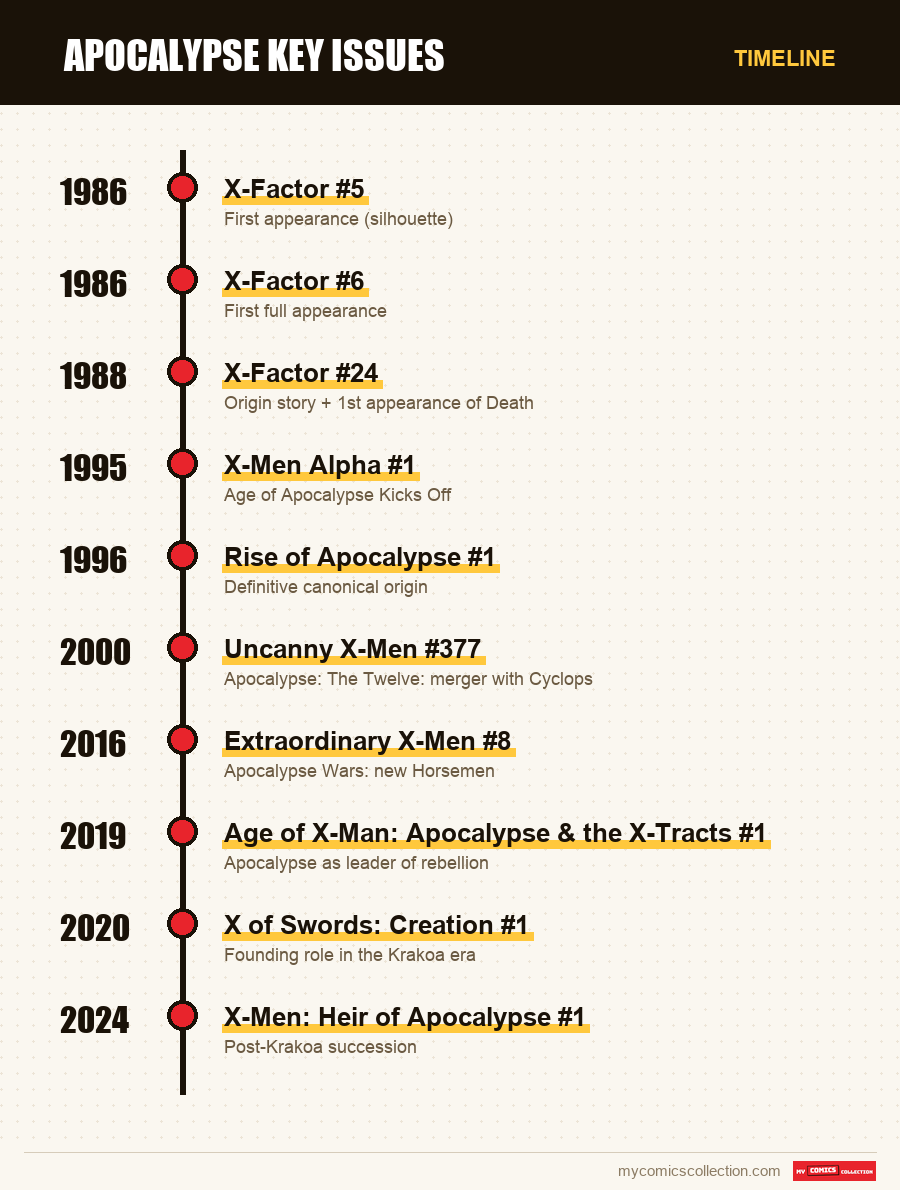 Timeline of Apocalypse Key Issues issues and series