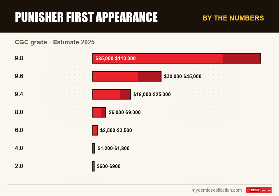 By the numbers : Punisher First Appearance, Estimate 2025