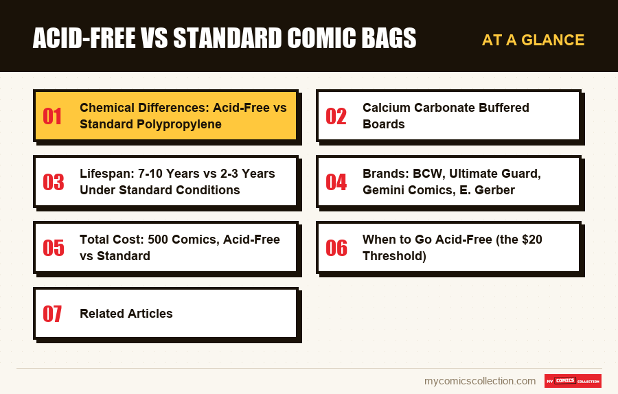At a glance : Acid-Free vs Standard Comic Bags