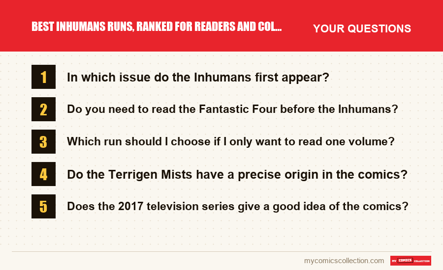 The frequently asked questions about Best Inhumans Runs, Ranked for Readers and Collectors answered in this article