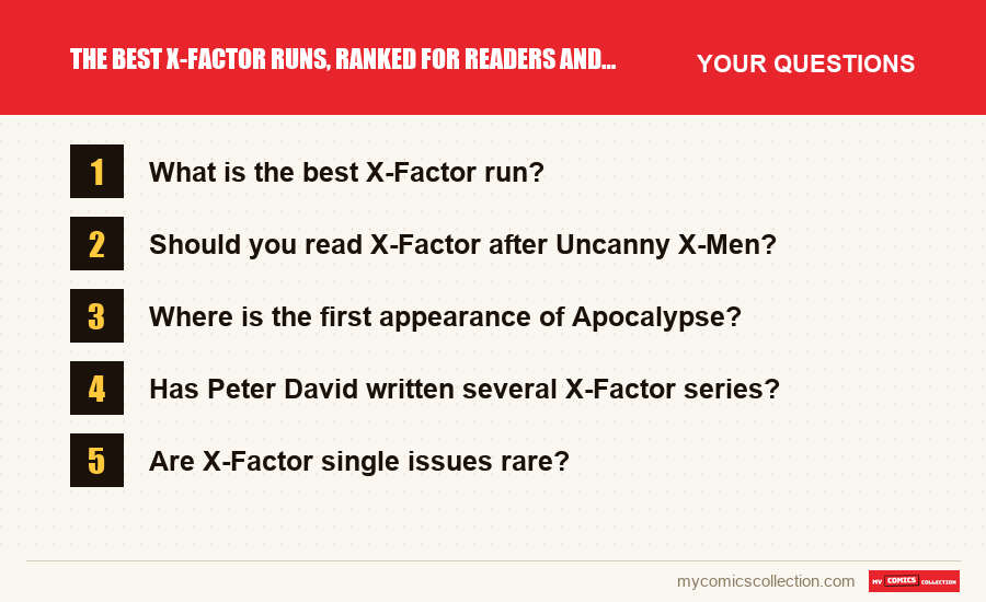 The frequently asked questions about The Best X-Factor Runs, Ranked for Readers and Collectors answered in this article