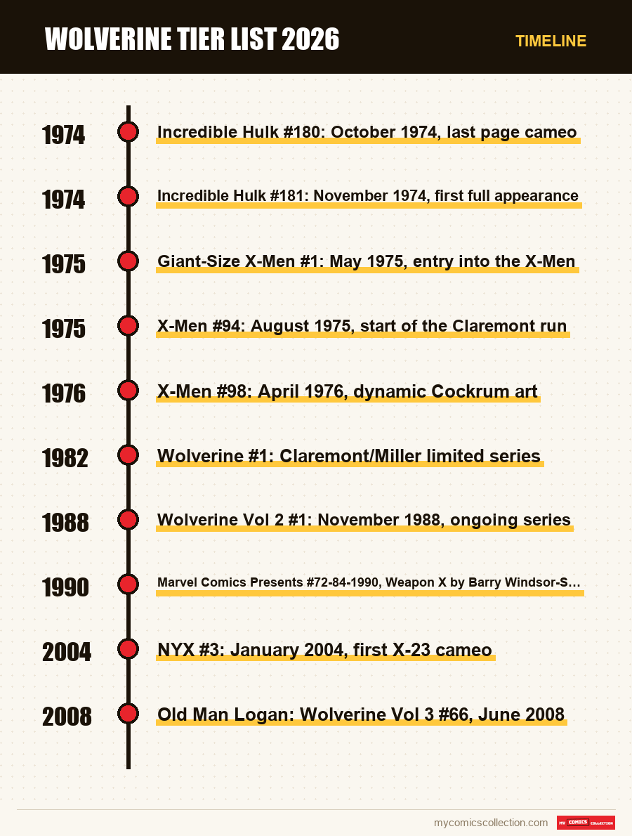 Timeline of Wolverine Tier List 2026 issues and series