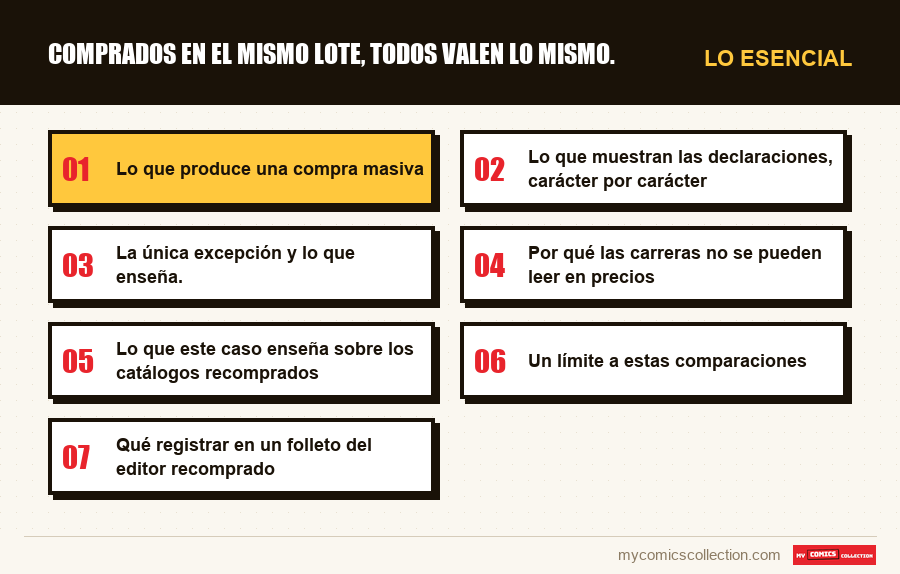 Lo esencial : Comprados en el mismo lote, todos valen lo mismo.