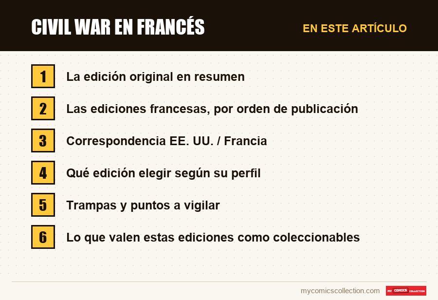 Civil War en francés: las secciones de este artículo, en orden de lectura