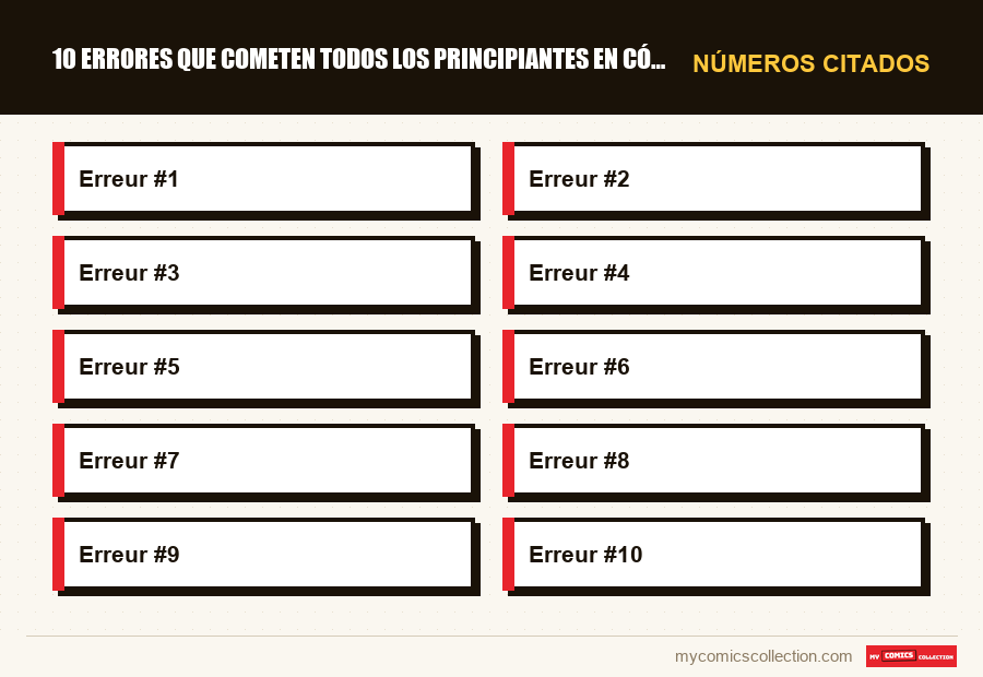 Números citados : 10 errores que cometen todos los principiantes en cómics