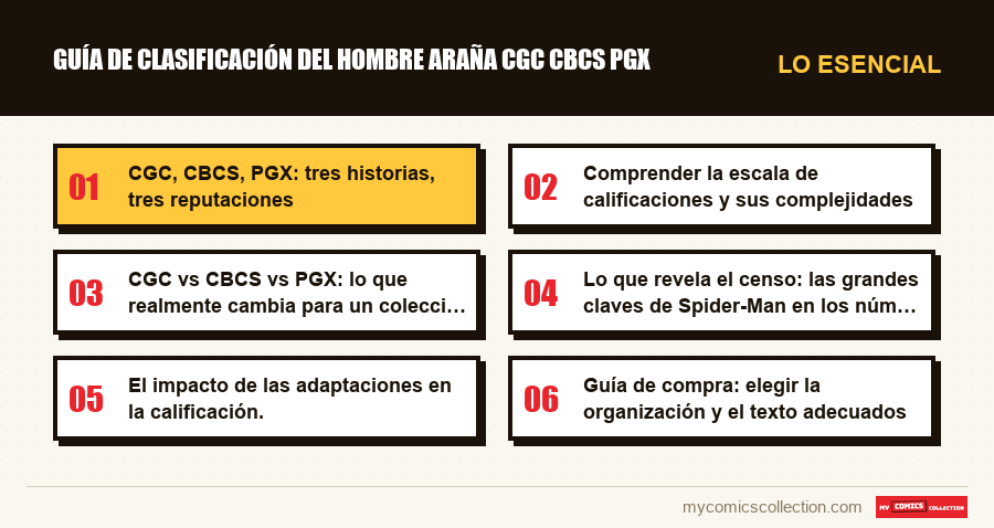 Lo esencial : guía de clasificación del hombre araña cgc cbcs pgx
