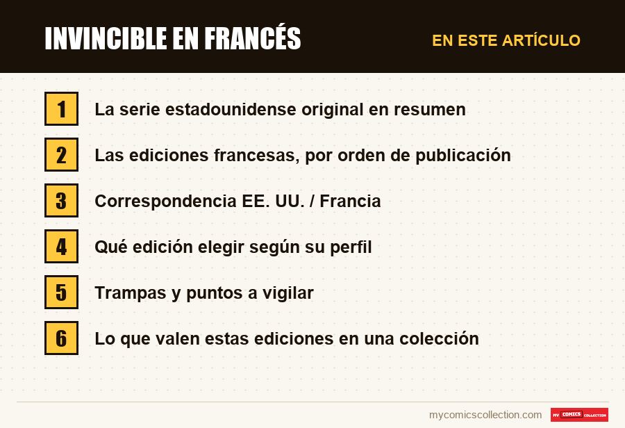 Invincible en francés: las secciones de este artículo, en orden de lectura