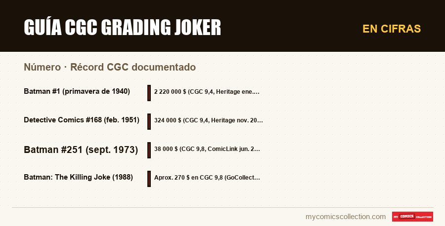 En cifras : Guía CGC Grading Joker, Récord CGC documentado