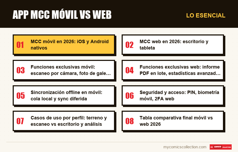 Lo esencial : App MCC móvil vs web