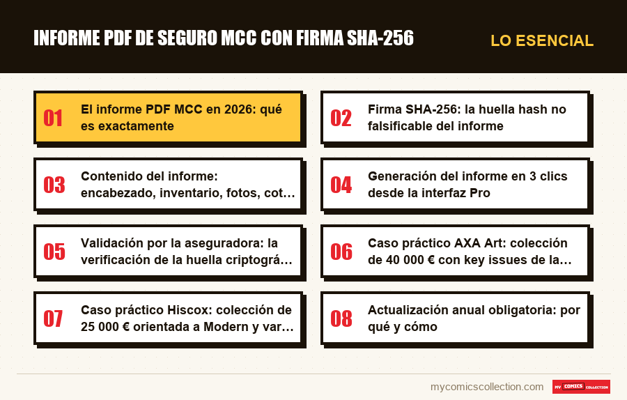 Lo esencial : Informe PDF de seguro MCC con firma SHA-256