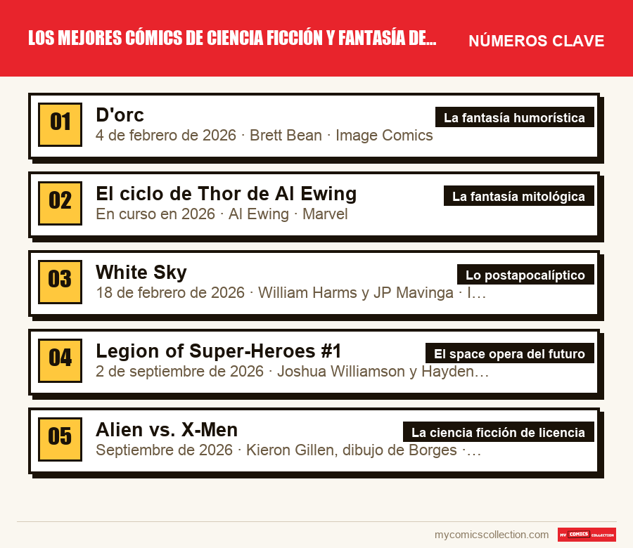 Los números clave de Los mejores cómics de ciencia ficción y fantasía de 2026 por orden de importancia