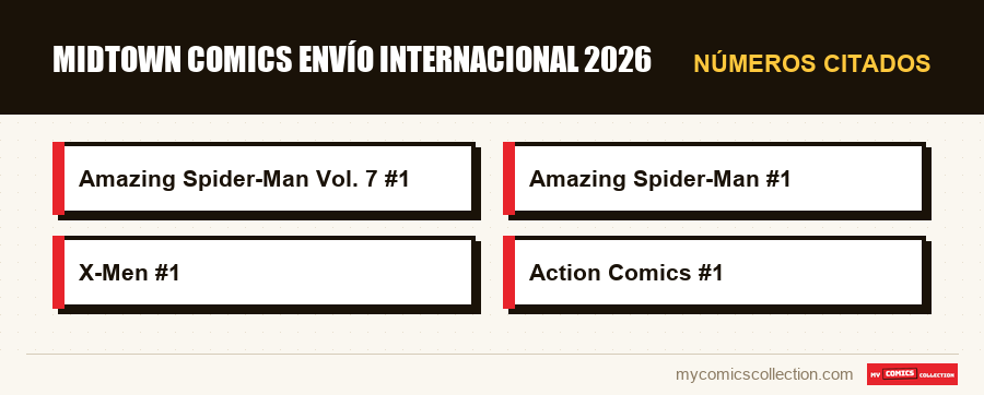 Números citados : Midtown Comics envío internacional 2026