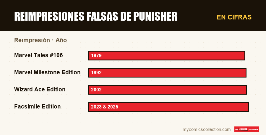 En cifras : Reimpresiones falsas de Punisher, Año