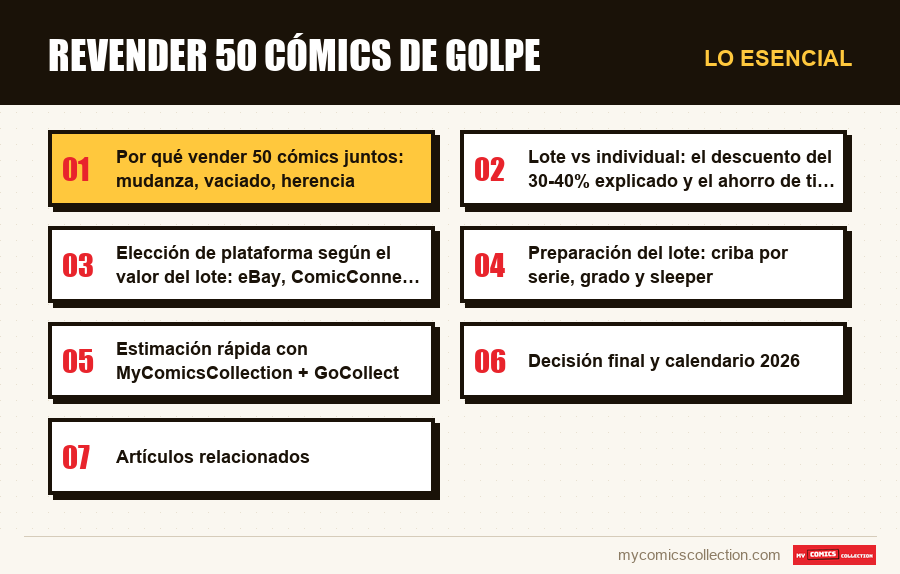 Lo esencial : Revender 50 cómics de golpe