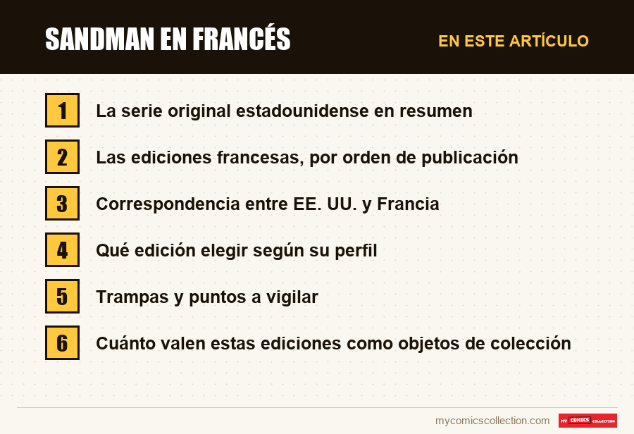 Sandman en francés: las secciones de este artículo, en orden de lectura