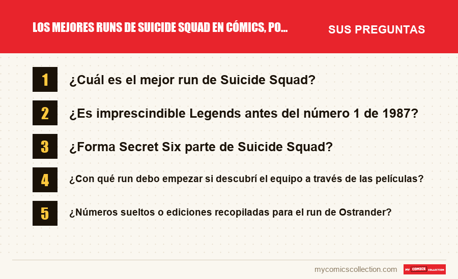 Los mejores runs de Suicide Squad en cómics, por orden: las preguntas frecuentes que responde este artículo