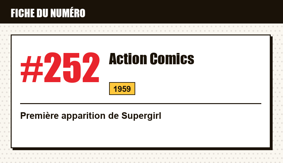 Carte d'identité : Action Comics #252 (1959) : la première apparition de Supergirl
