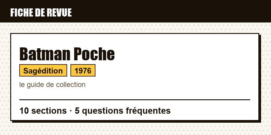 Carte d'identité de la revue Batman Poche : éditeur, année de lancement, contenu de l'article