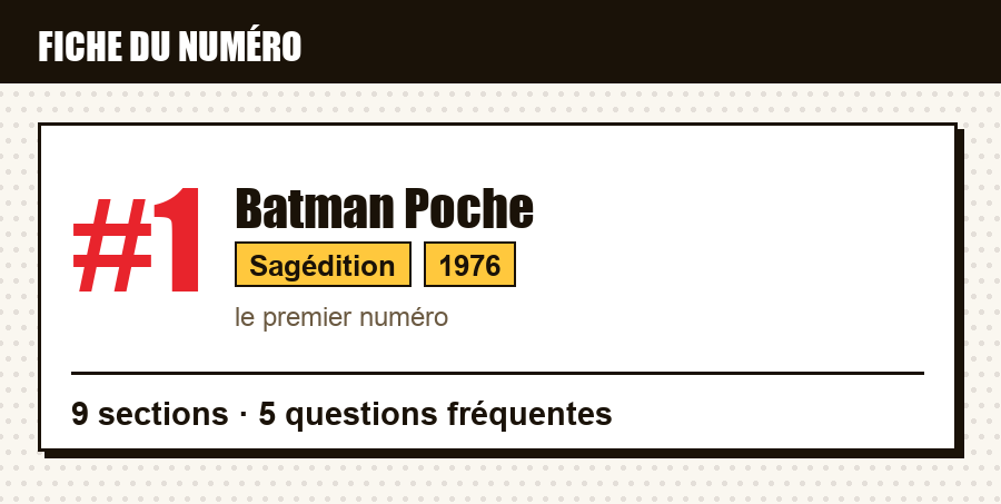 Carte d'identité du numéro Batman Poche #1 : éditeur, année, contenu de l'article