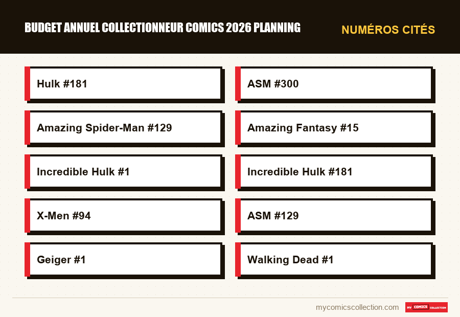 Numéros cités : budget annuel collectionneur comics 2026 planning