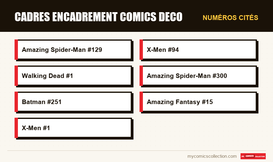 Numéros cités : cadres encadrement comics deco