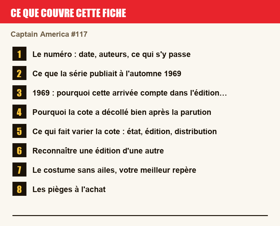 Les sections de cette fiche, de la description du numéro aux pièges à l'achat