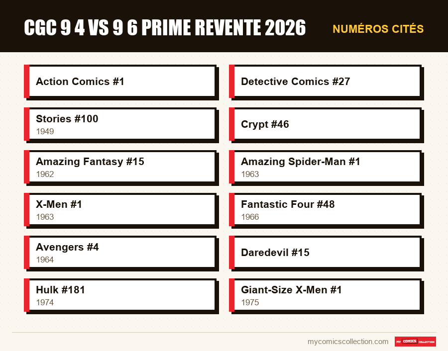 Numéros cités : cgc 9 4 vs 9 6 prime revente 2026