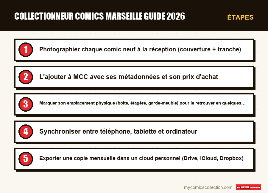 Étapes : collectionneur comics marseille guide 2026