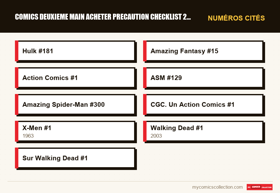 Numéros cités : comics deuxieme main acheter precaution checklist 2026