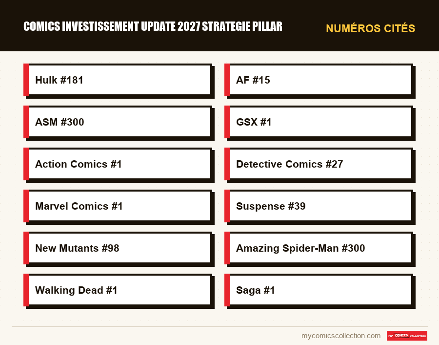 Numéros cités : comics investissement update 2027 strategie pillar