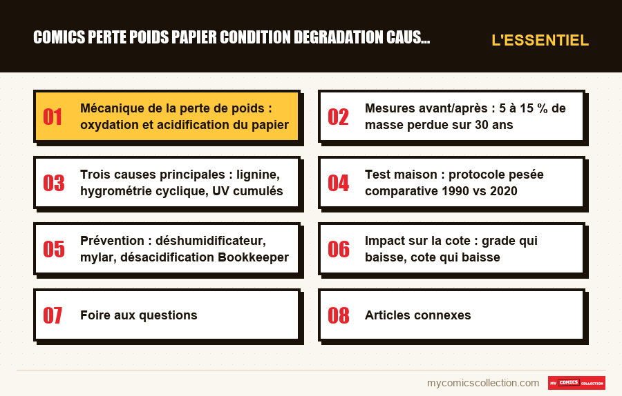 L'essentiel : comics perte poids papier condition degradation causes
