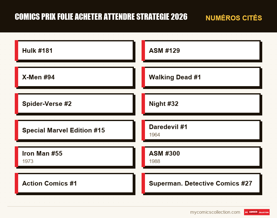 Numéros cités : comics prix folie acheter attendre strategie 2026