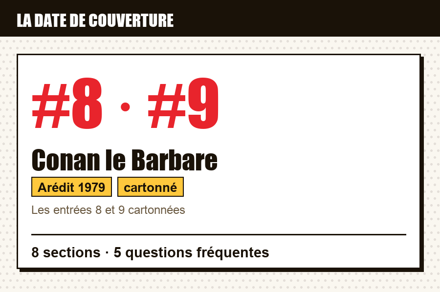 Carte d'identité de Conan le Barbare (Arédit-Artima) : les numéros dont la date de couverture est examinée, série, éditeur et année