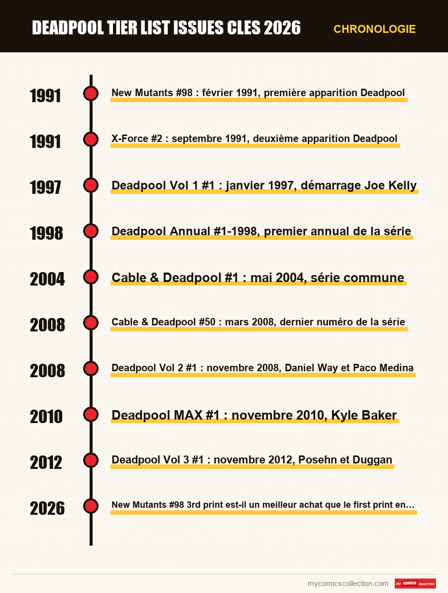 Chronologie des numéros et séries de deadpool tier list issues cles 2026