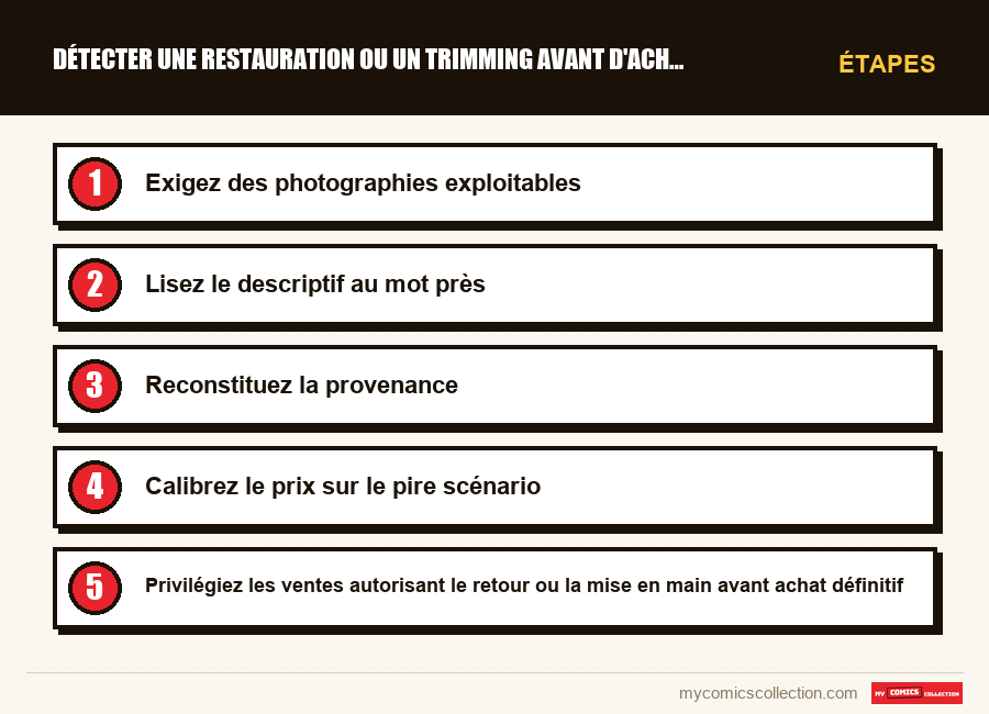 Étapes : Détecter une restauration ou un trimming avant d'acheter