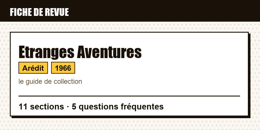 Carte d'identité de la revue Etranges Aventures : éditeur, année de lancement, contenu de l'article