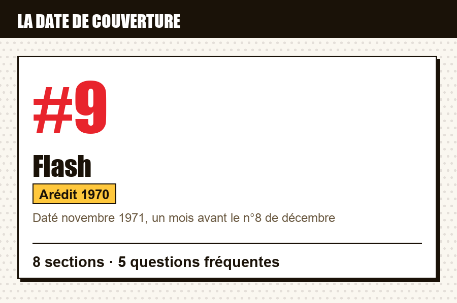 Carte d'identité de Flash n°9 : les numéros dont la date de couverture est examinée, série, éditeur et année