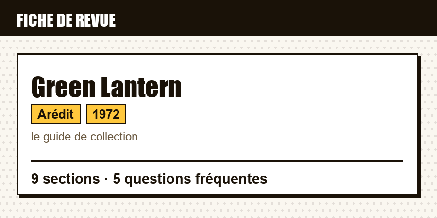 Carte d'identité de la revue Green Lantern : éditeur, année de lancement, contenu de l'article