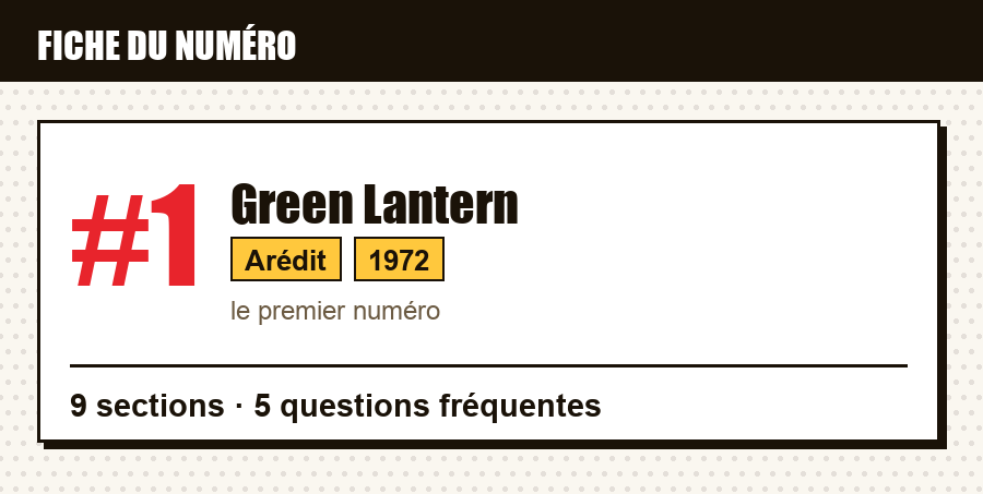 Carte d'identité du numéro Green Lantern #1 : éditeur, année, contenu de l'article