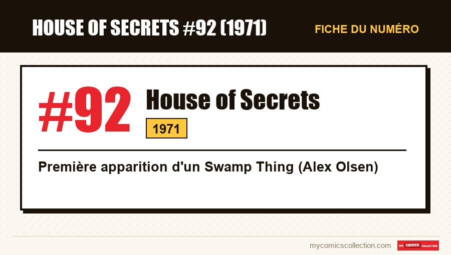 Carte d'identité de House of Secrets #92 : numéro, année et ce qui en fait un numéro clé