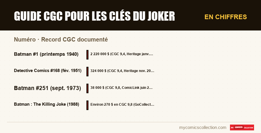 En chiffres : Guide CGC pour les clés du Joker, Record CGC documenté