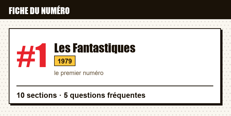 Carte d'identité du numéro Les Fantastiques #1 : éditeur, année, contenu de l'article