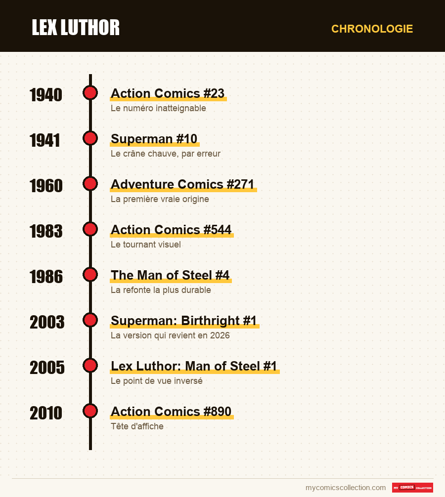 Chronologie des numéros et séries de Lex Luthor