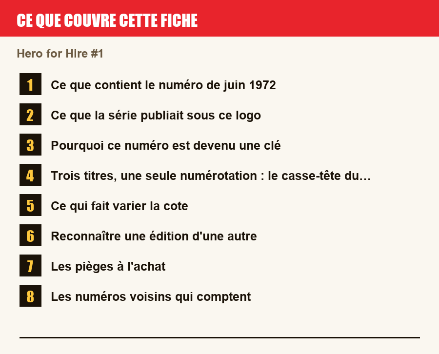 Les sections de cette fiche, de la description du numéro aux pièges à l'achat