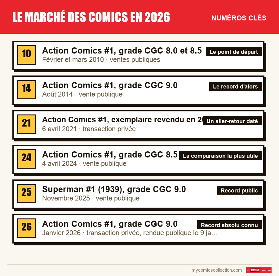 Les numéros clés de Le marché des comics en 2026 par ordre d'importance